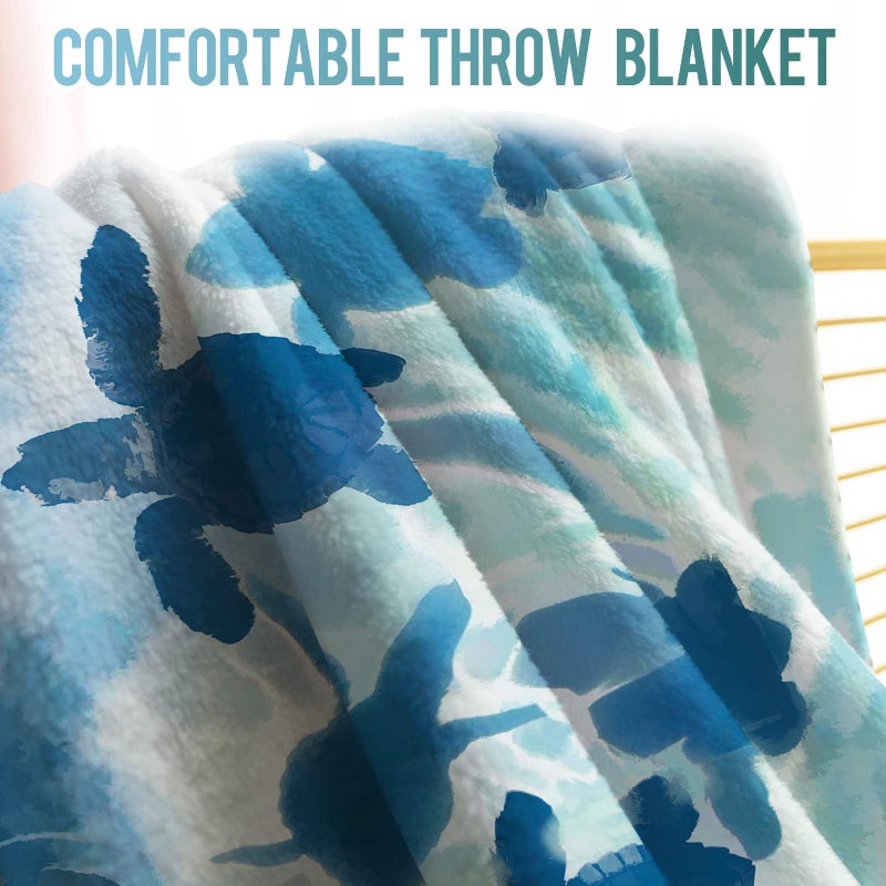 Levens Sea Turtle Blanket Gifts for Girls 50"x60", Sea Turtle Gifts for Women Turtle Lovers Birthday Ocean Animal Turtles Theme Decor for Couch Bed Sofa Travelling Soft Flannel Throw - Image 3